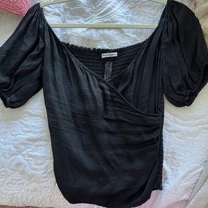 Reformation Black Short Sleeve off the shoulder Top